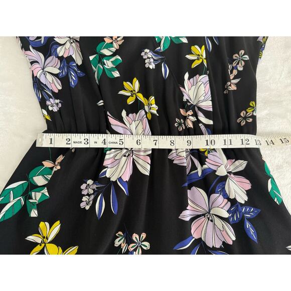 Halogen Black Floral Faux Wrap Midi Dress Size S - Picture 9 of 9